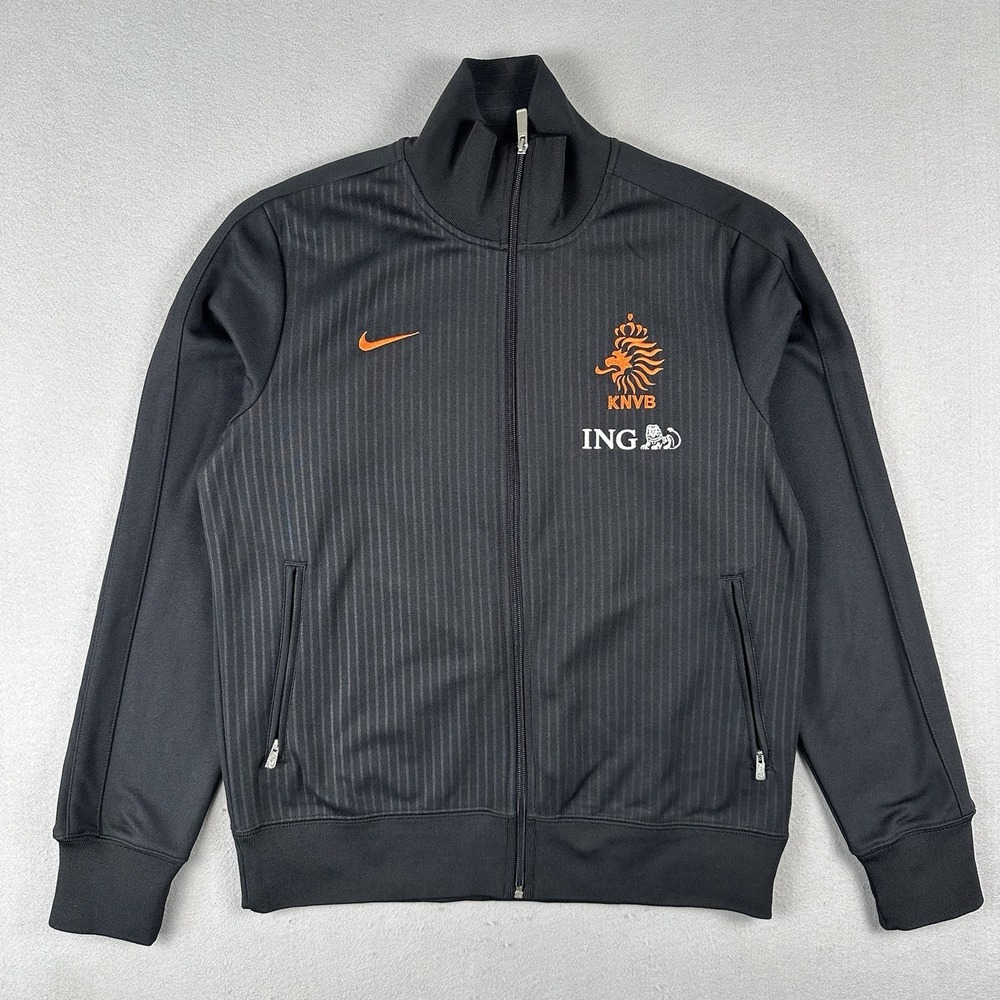 Y2K Nike Nederland Track Jacket L Black Striped World Cup Soccer Netherlands